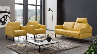 Avant Sofa und Sessel Leder gelb
